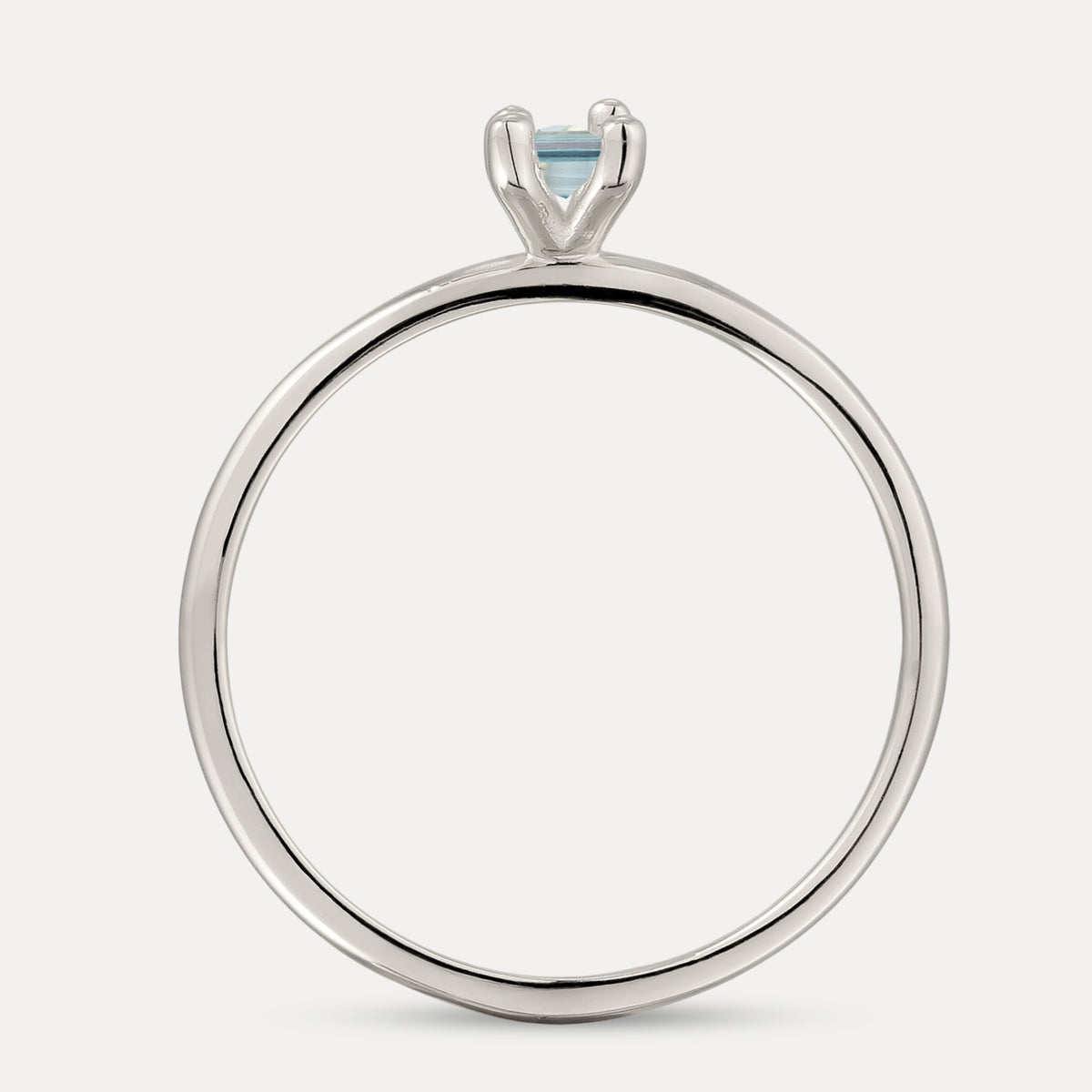 Blauer Aquamarin Solitär Ring - Baguette