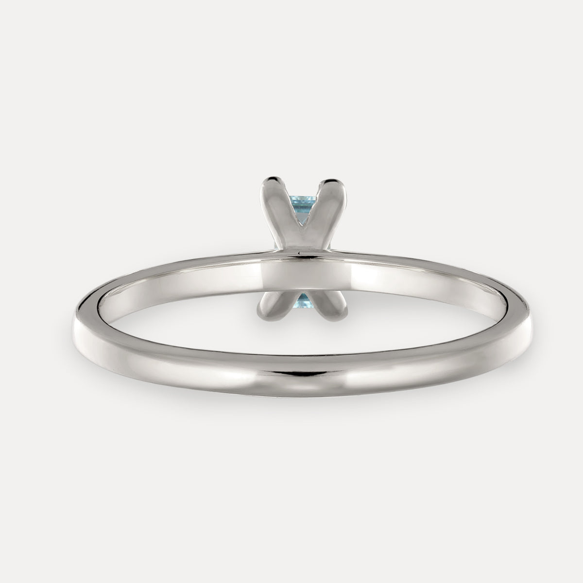 Blauer Aquamarin Solitär Ring - Baguette