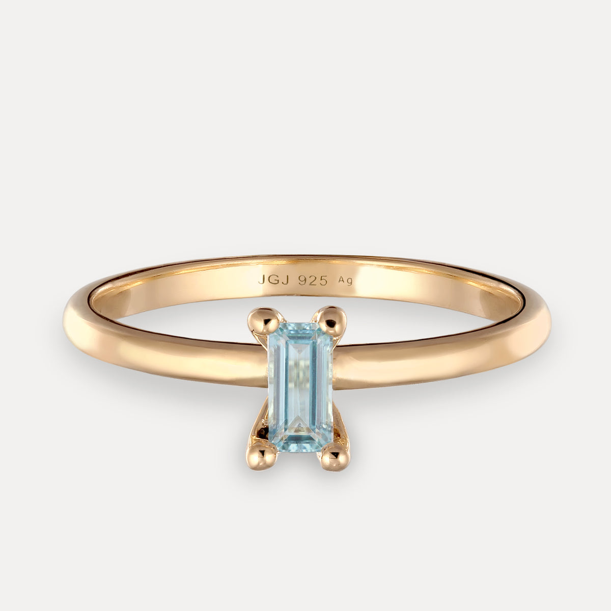 Blauer Aquamarin Solitär Ring - Baguette