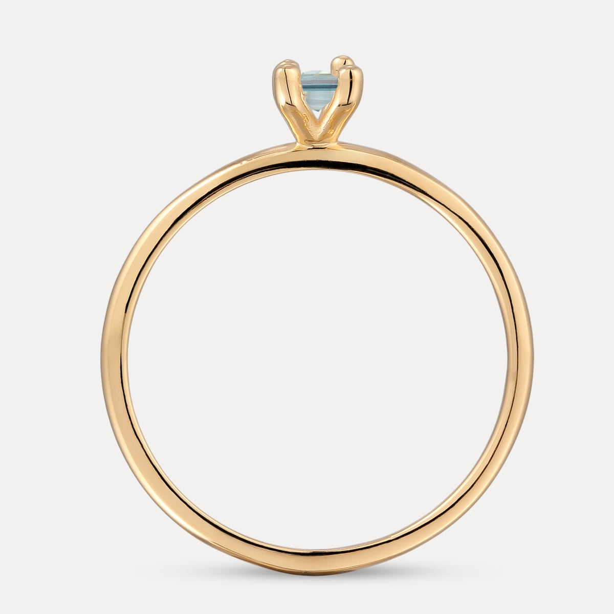 Blauer Aquamarin Solitär Ring - Baguette