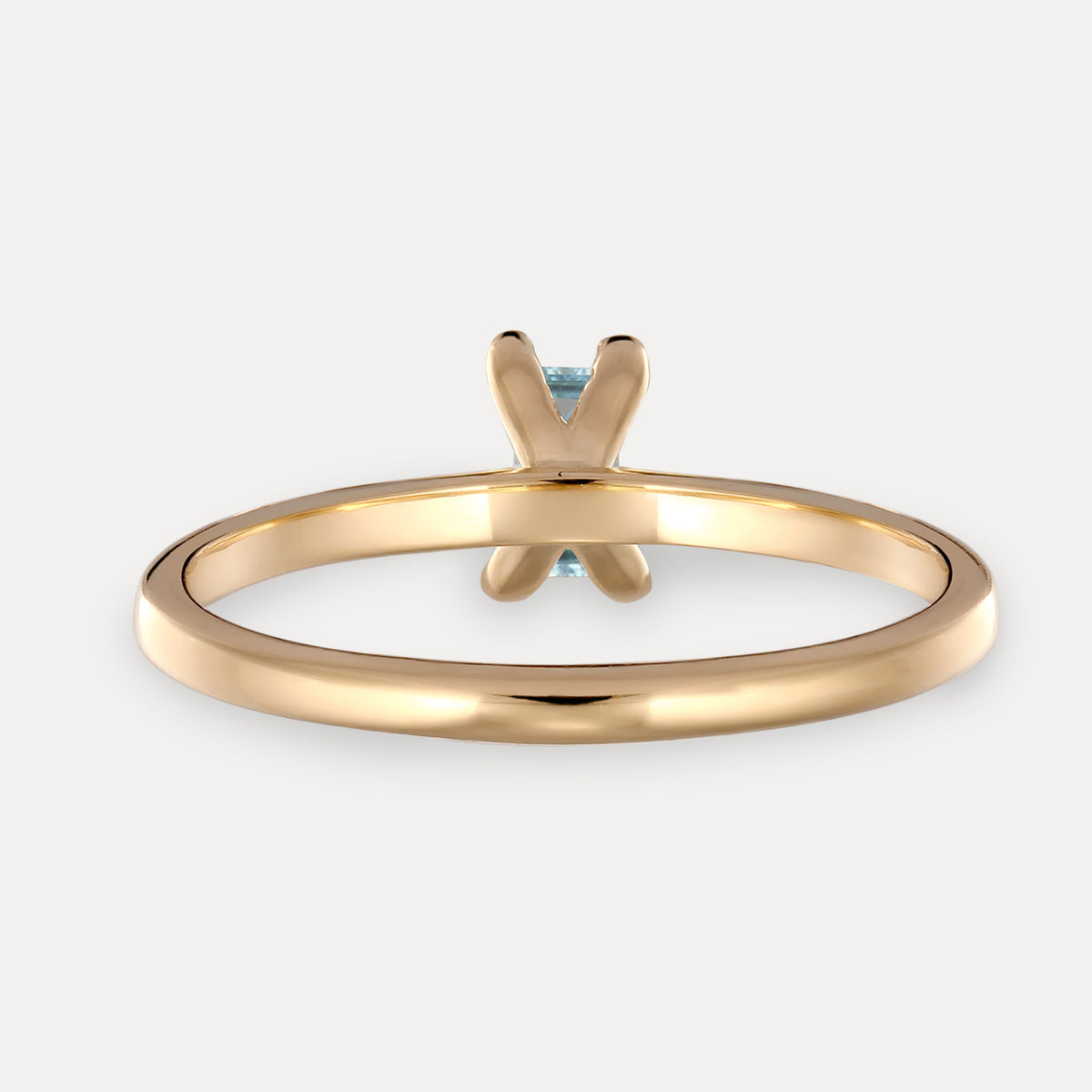 Blauer Aquamarin Solitär Ring - Baguette