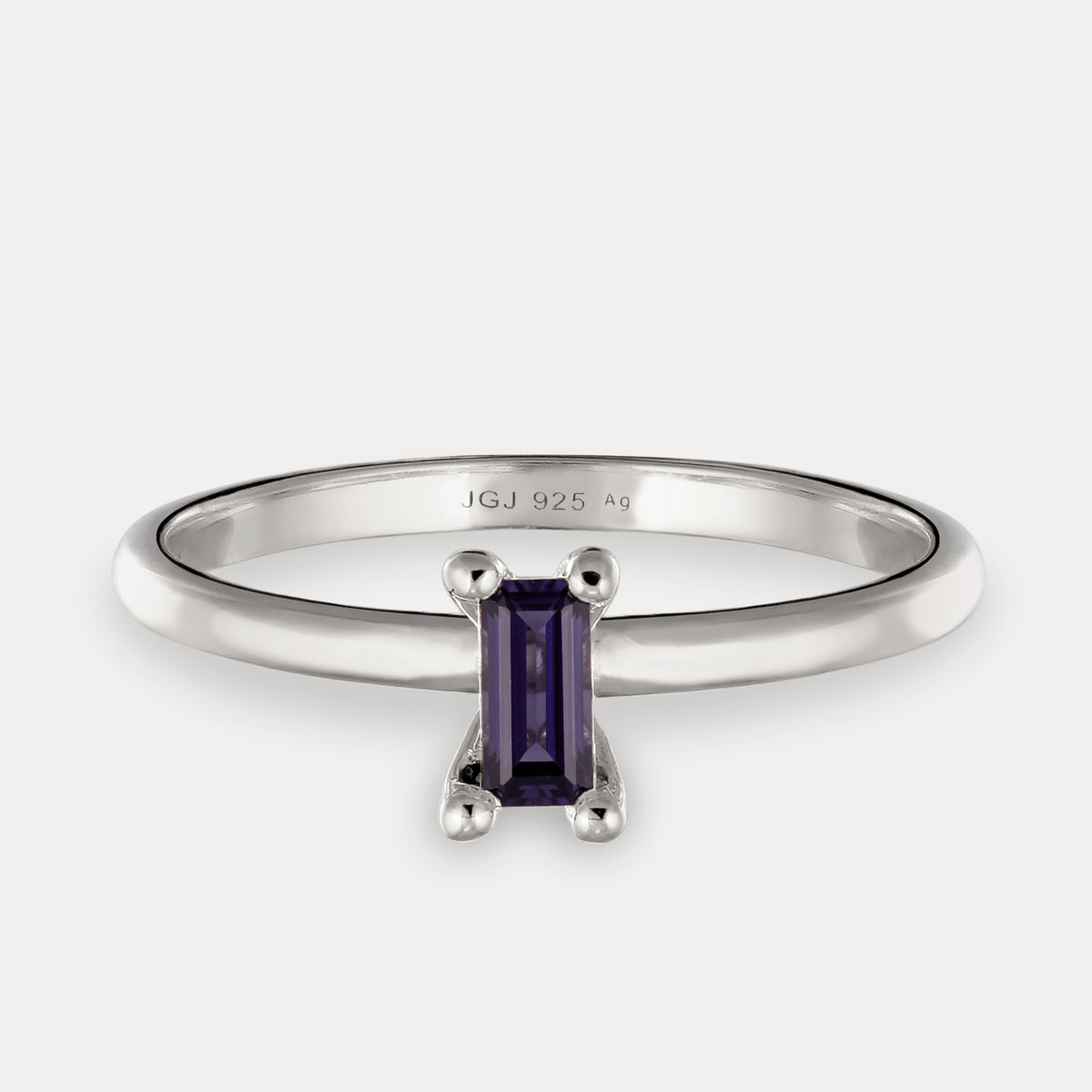 Lila Iolith Solitär Ring - Baguette