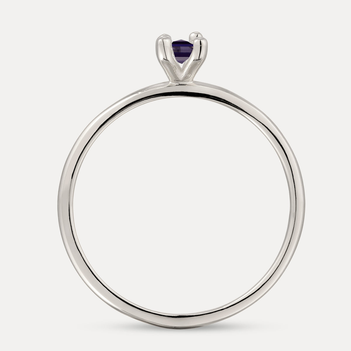 Lila Iolith Solitär Ring - Baguette