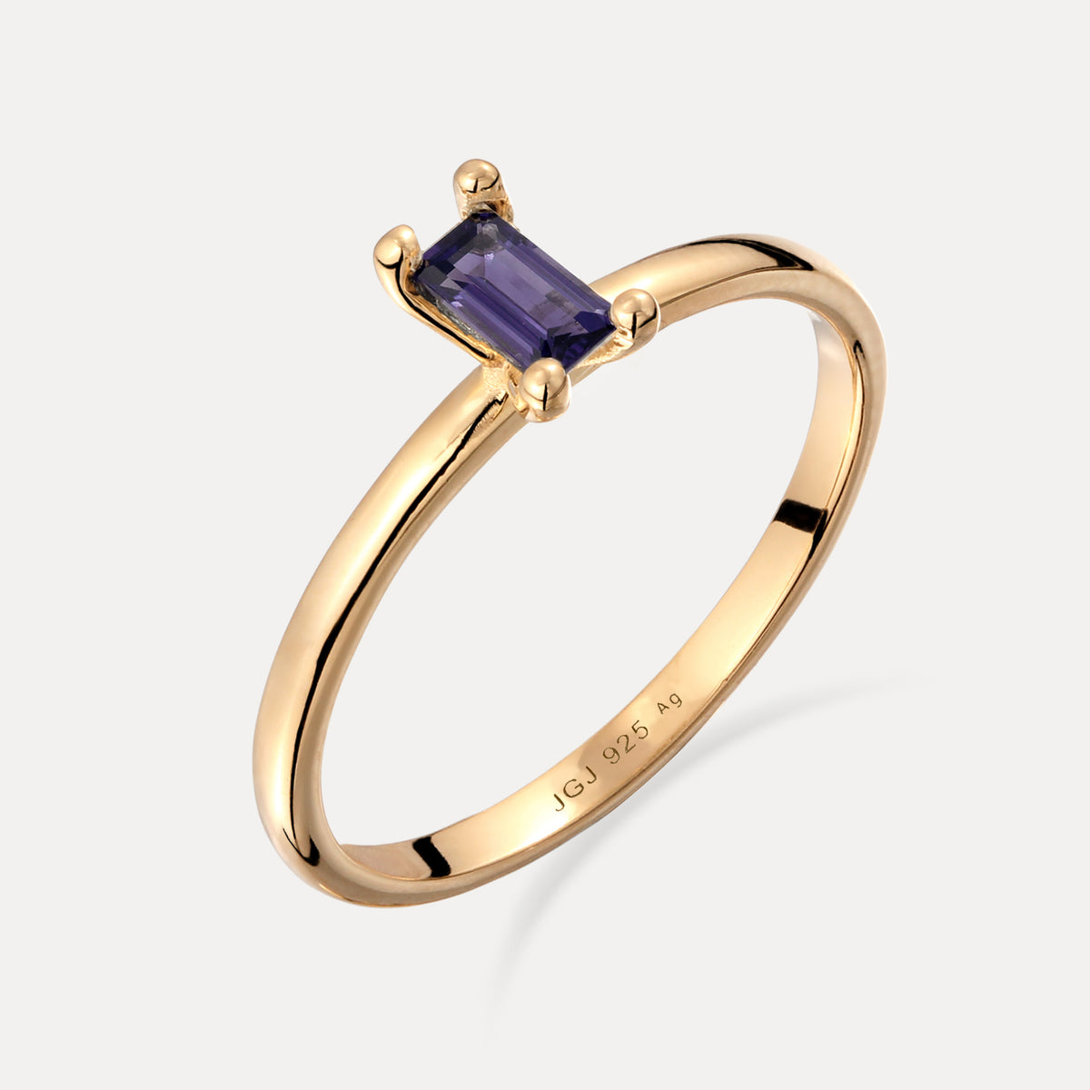 Lila Iolith Solitär Ring - Baguette