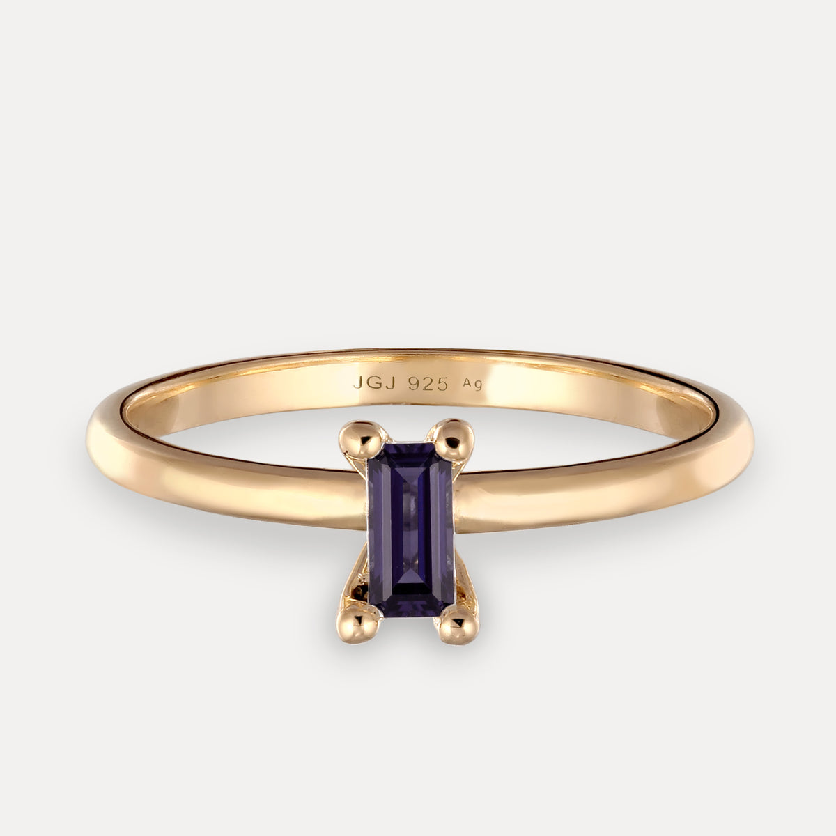 Lila Iolith Solitär Ring - Baguette
