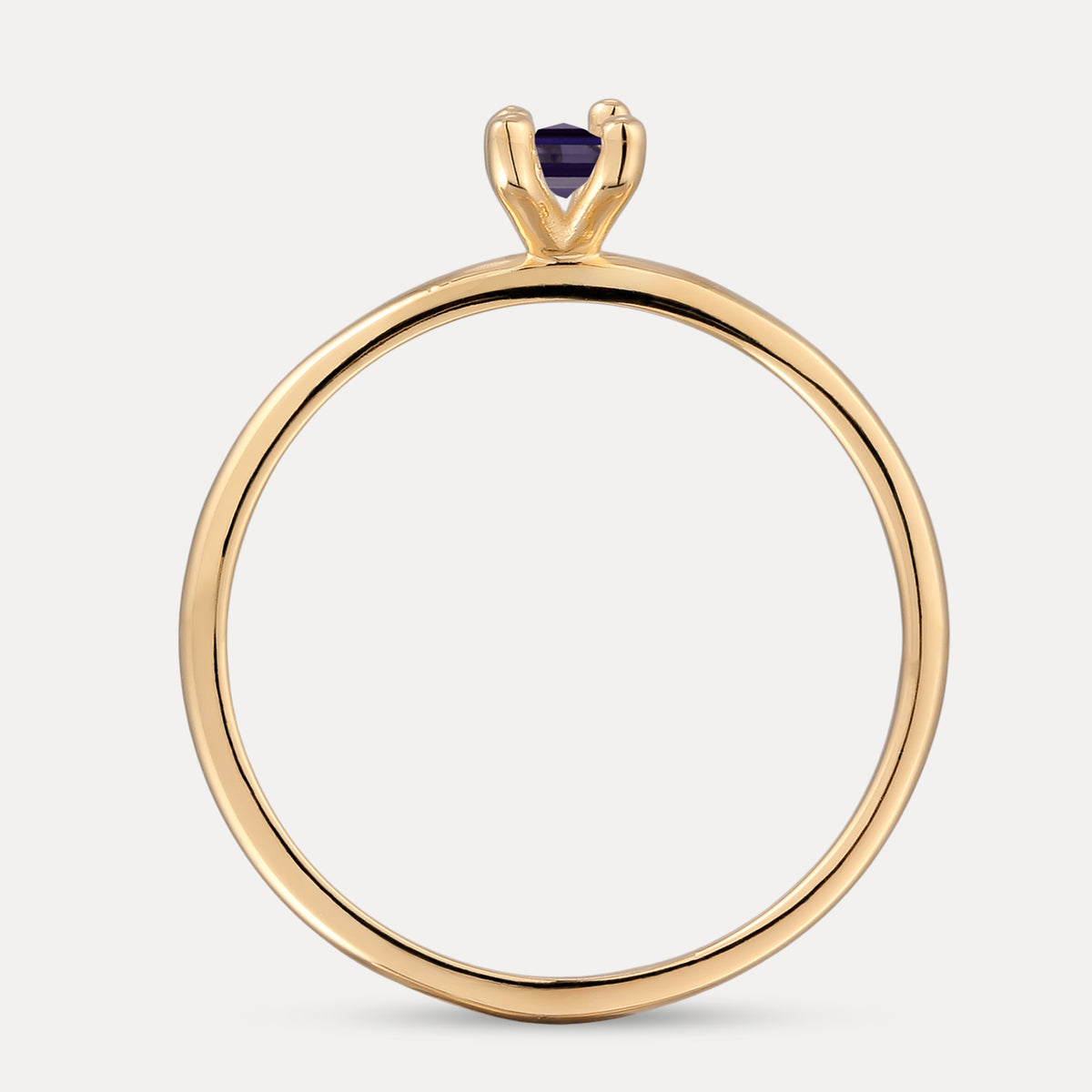 Lila Iolith Solitär Ring - Baguette