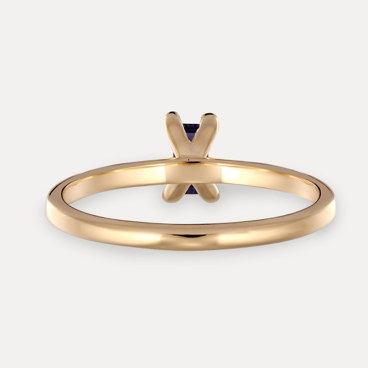 Lila Iolith Solitär Ring - Baguette