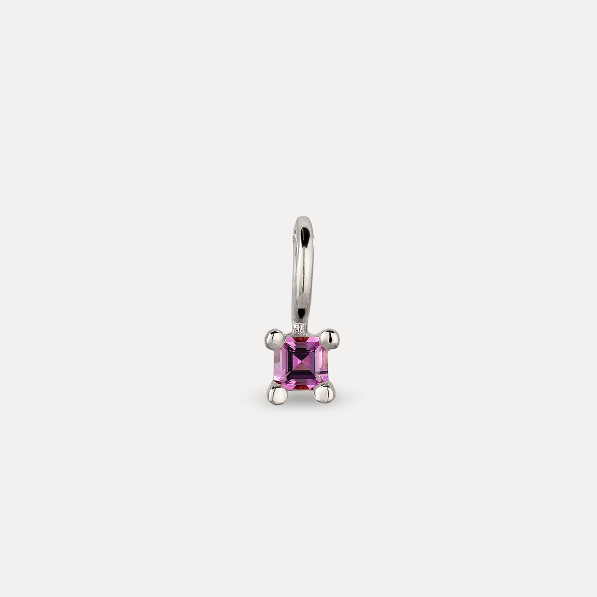 Lila Granat Solitär Anhänger - Square