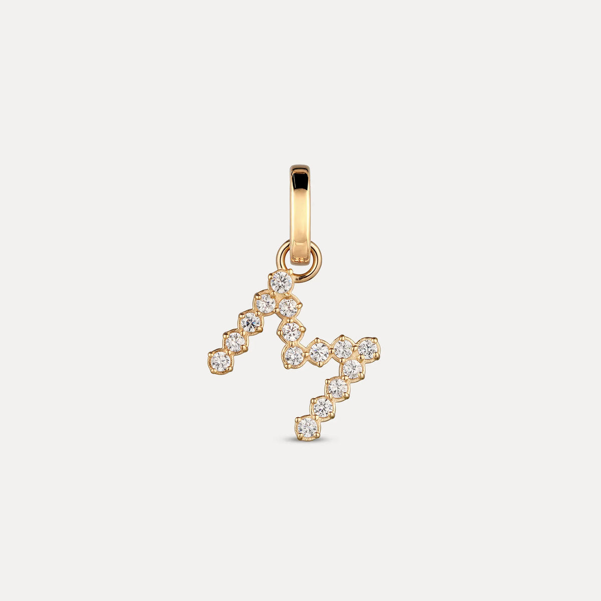 Zirconia Letter Pendant - M in 24k Gold Vermeil