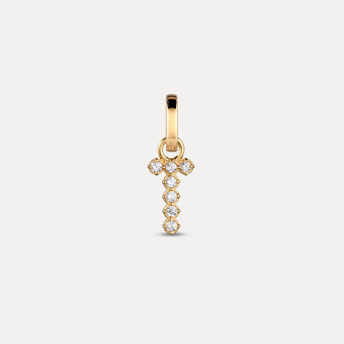 Zirconia Letter Pendant - T in 24k Gold Vermeil
