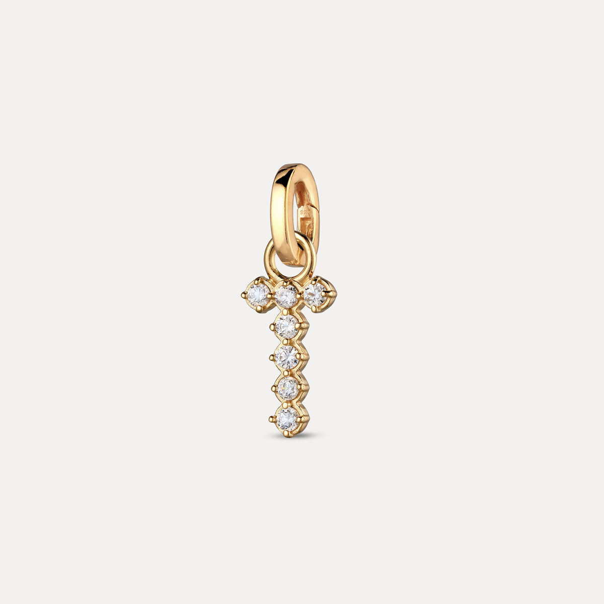 Zirconia Letter Pendant - T in 24k Gold Vermeil