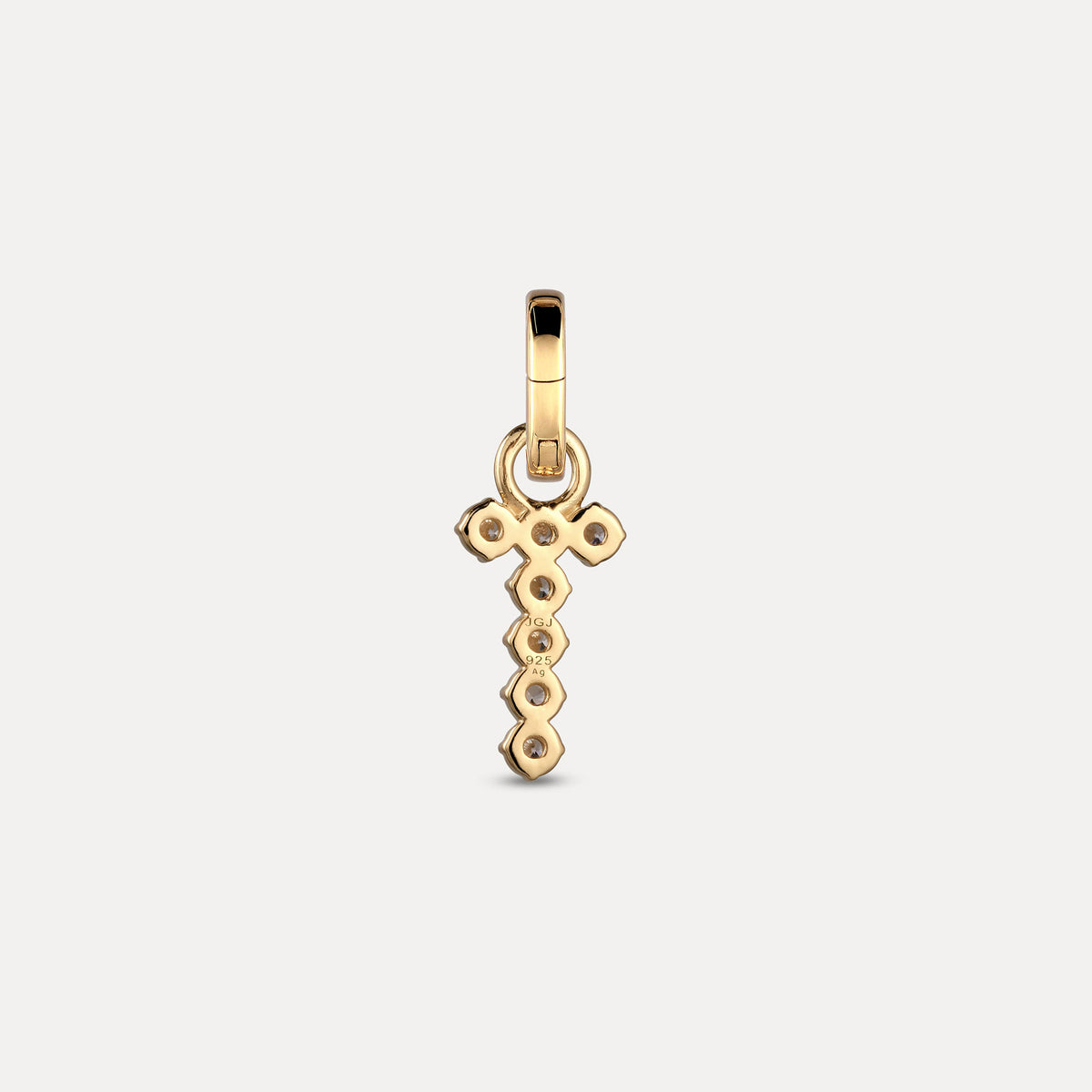 Zirconia Letter Pendant - T in 24k Gold Vermeil