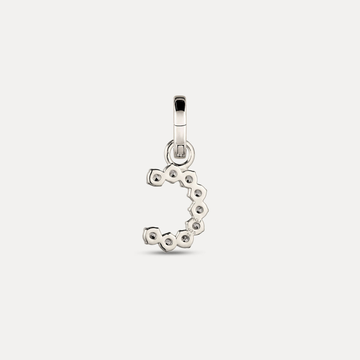 Zirconia Letter Pendant - C in 925 Silber