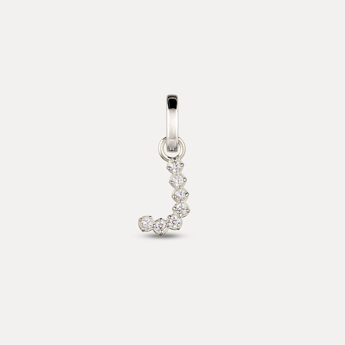 Zirconia Letter Pendant - J in 925 Silber
