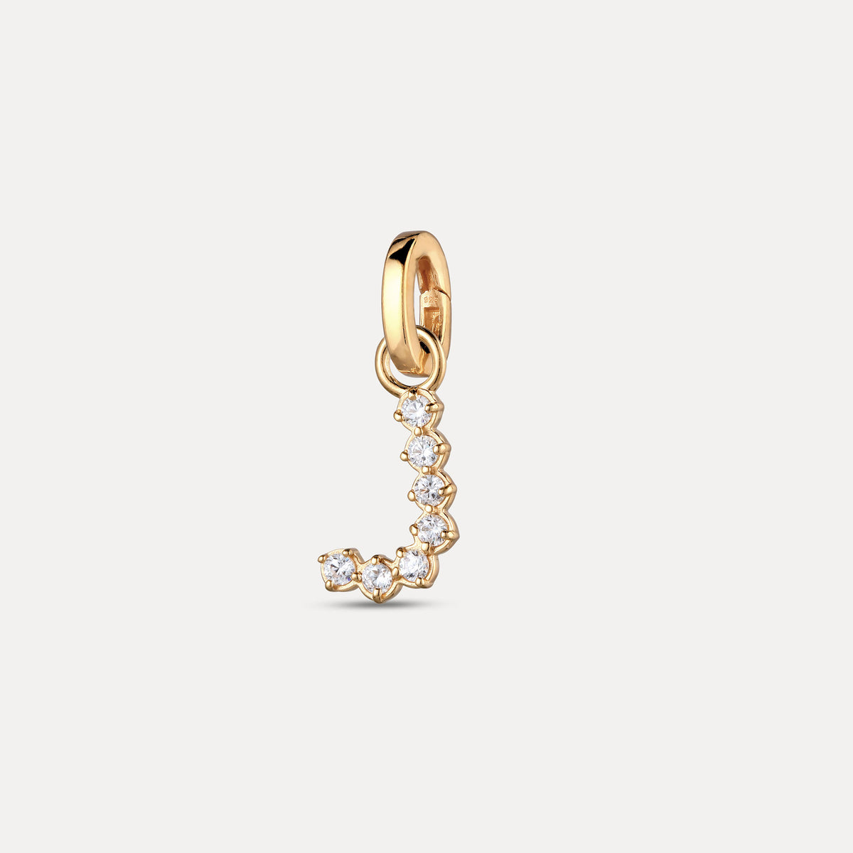 Zirconia Letter Pendant - J in 24k Gold Vermeil