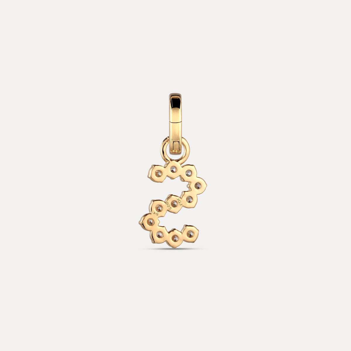 Zirconia Letter Pendant - S in 24k Gold Vermeil