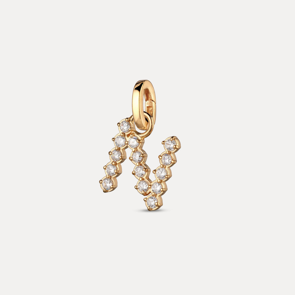 Zirconia Letter Pendant - N in 24k Gold Vermeil