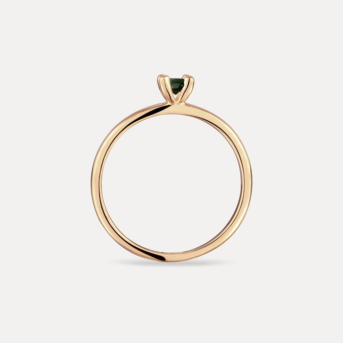 Grüner Turmalin Solitär Ring - Rund | 585 Gold