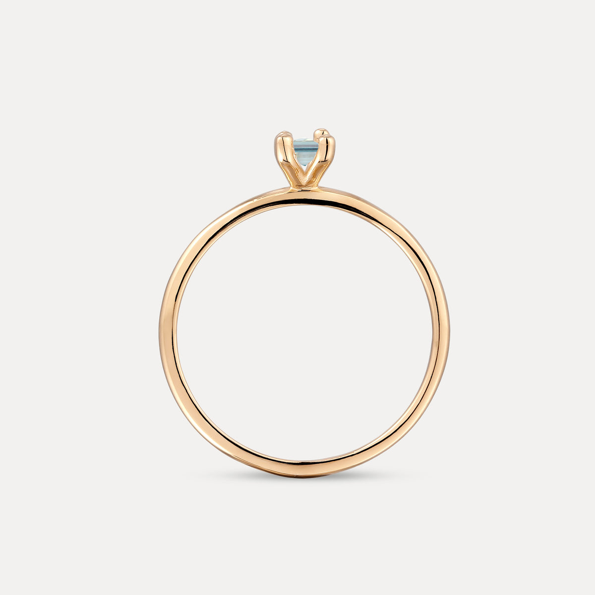 Blauer Aquamarin Solitär Ring - Baguette | 585 Gold