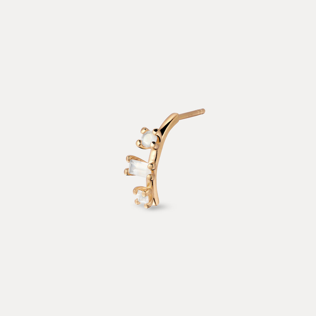 Weißer Mondstein Ohrstecker - Single | 585 Gold