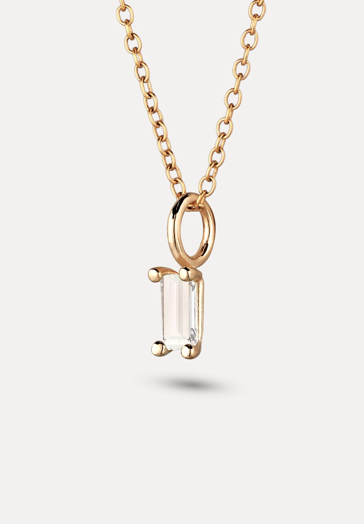 Weißer Beryll Anhänger - Baguette | 585 Gold
