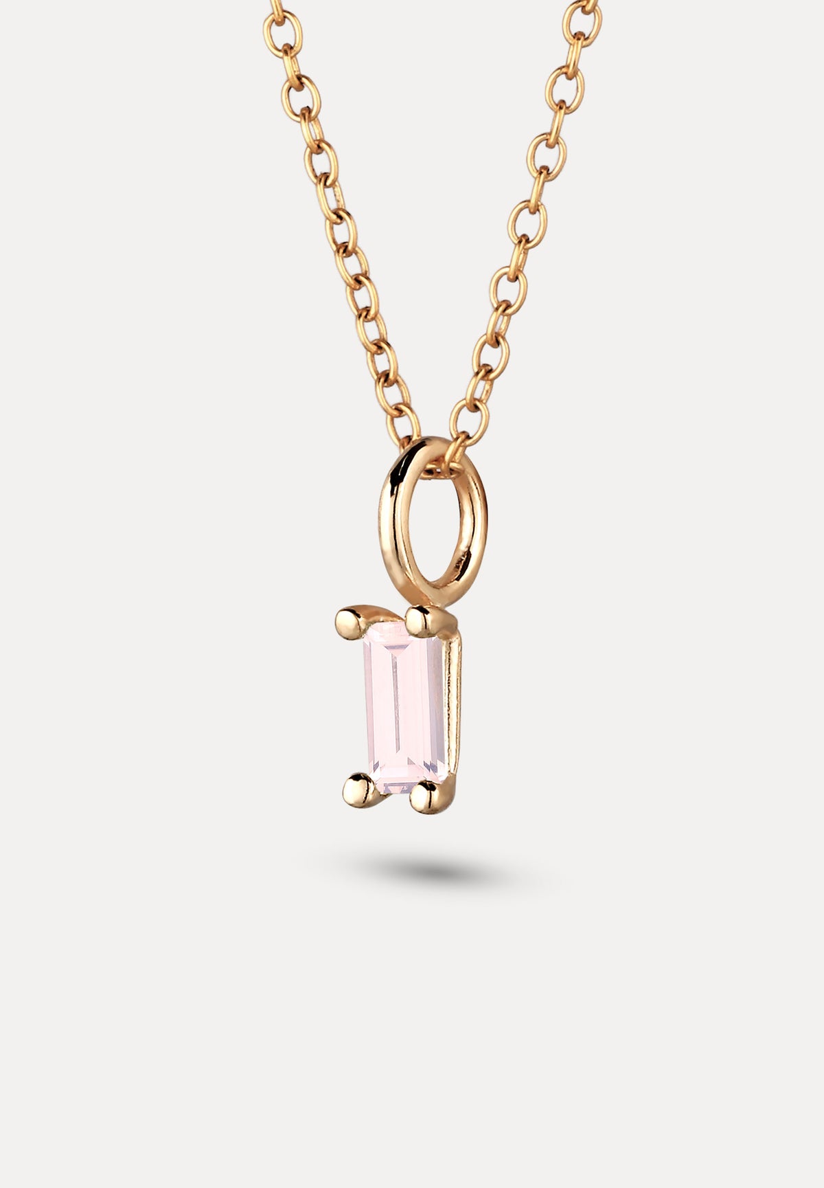 Rosenquarz Anhänger - Baguette | 585 Gold