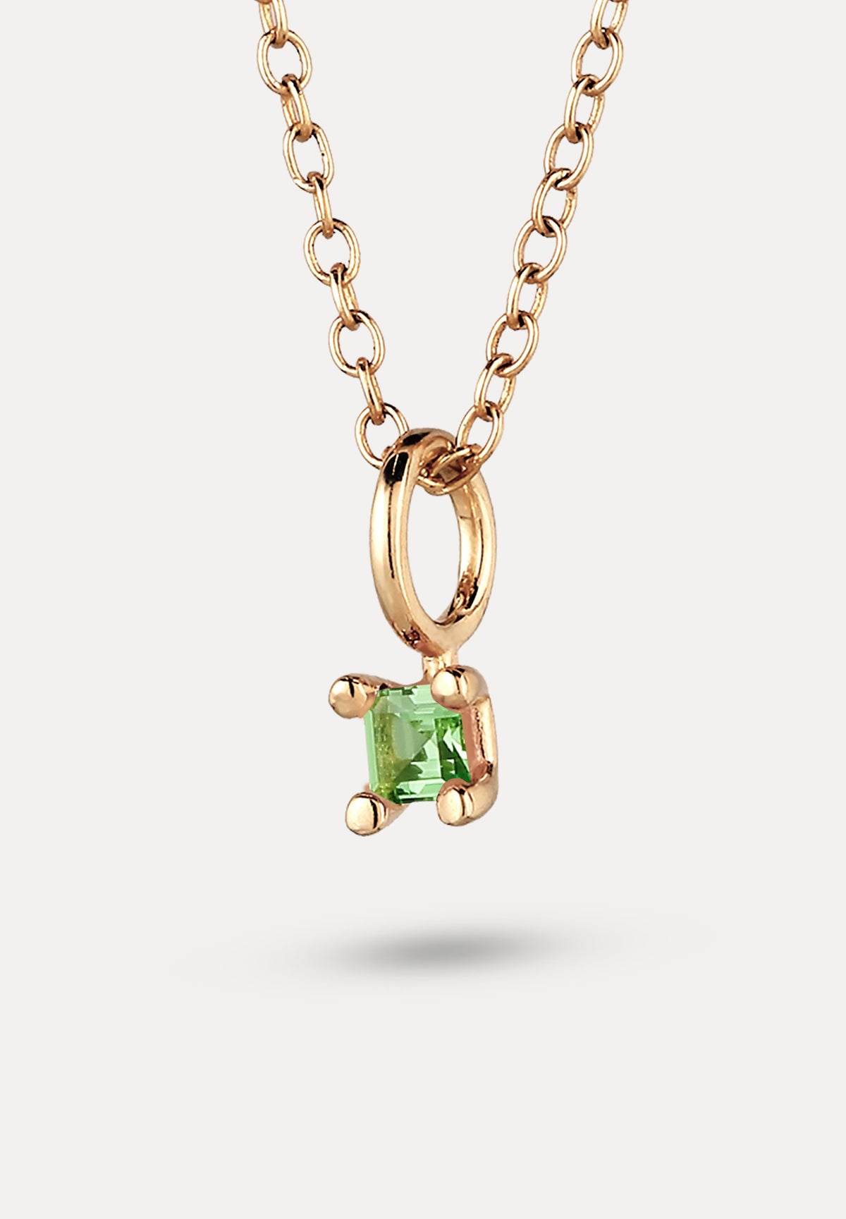Grüner Tsavorit Solitär Anhänger - Square | 585 Gold