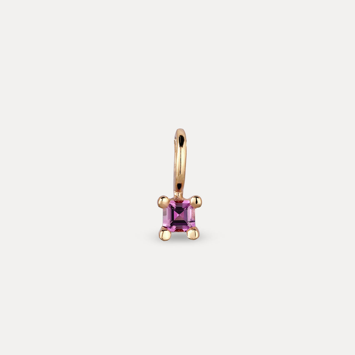Lila Granat Solitär Anhänger - Square | 585 Gold