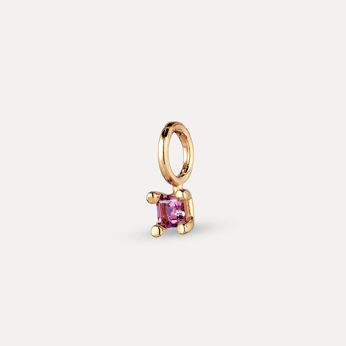 Lila Granat Solitär Anhänger - Square | 585 Gold