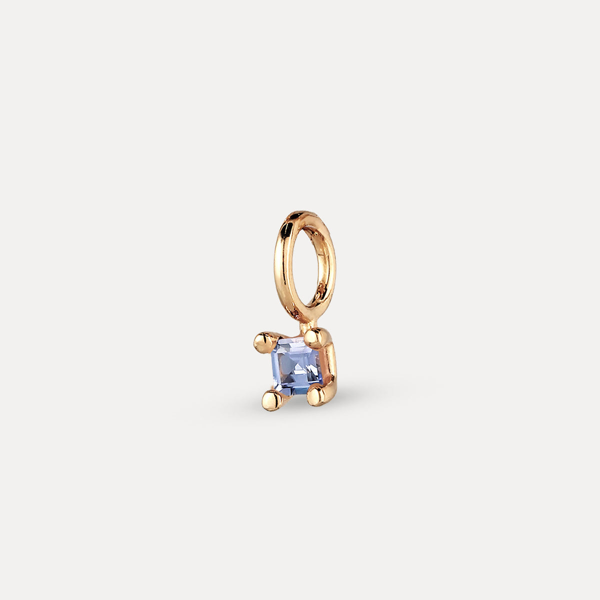 Lila Tansanit Solitär Anhänger - Square | 585 Gold
