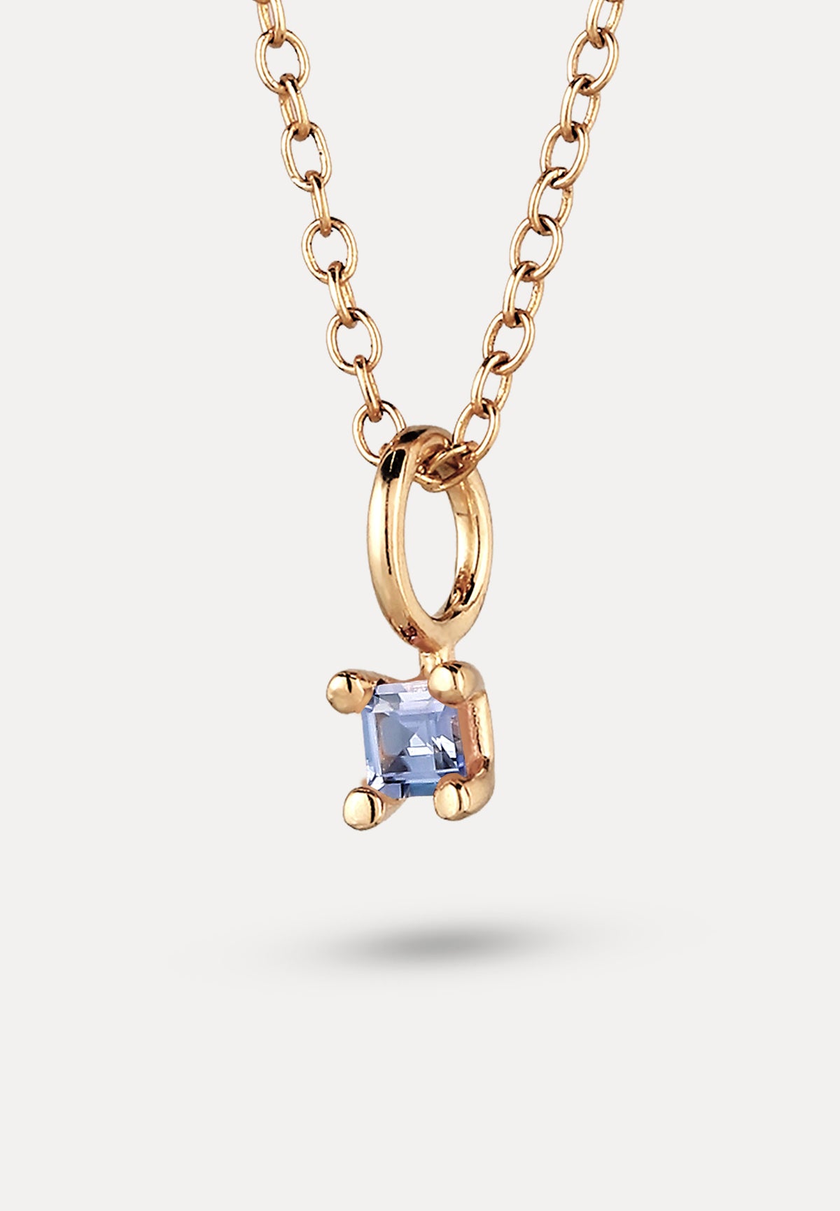 Lila Tansanit Solitär Anhänger - Square | 585 Gold