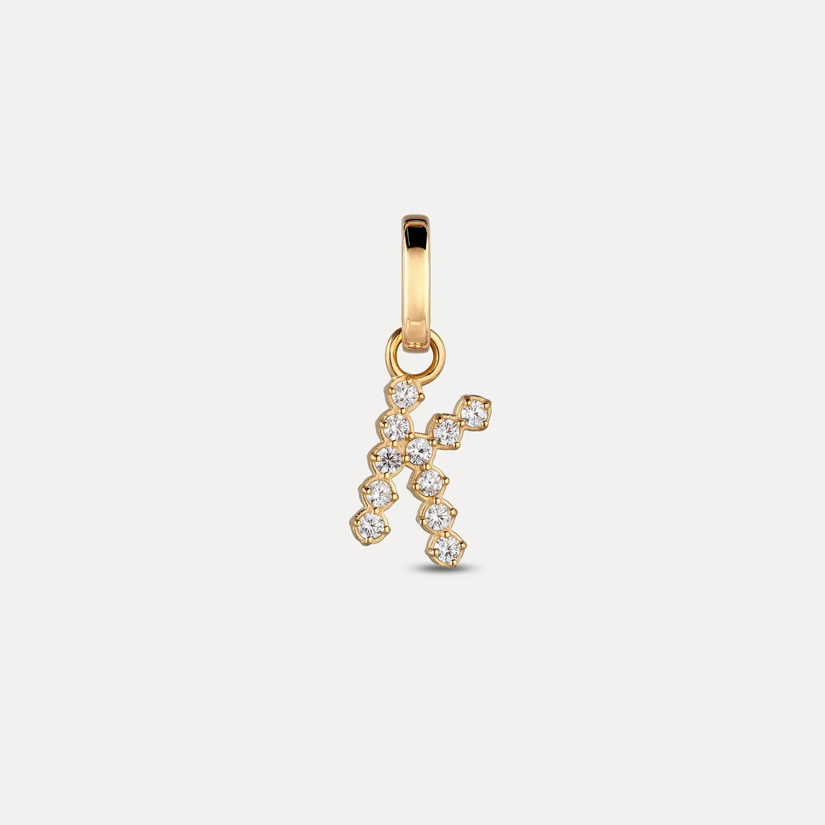 Zirconia Letter Pendant - K in 24k Gold Vermeil