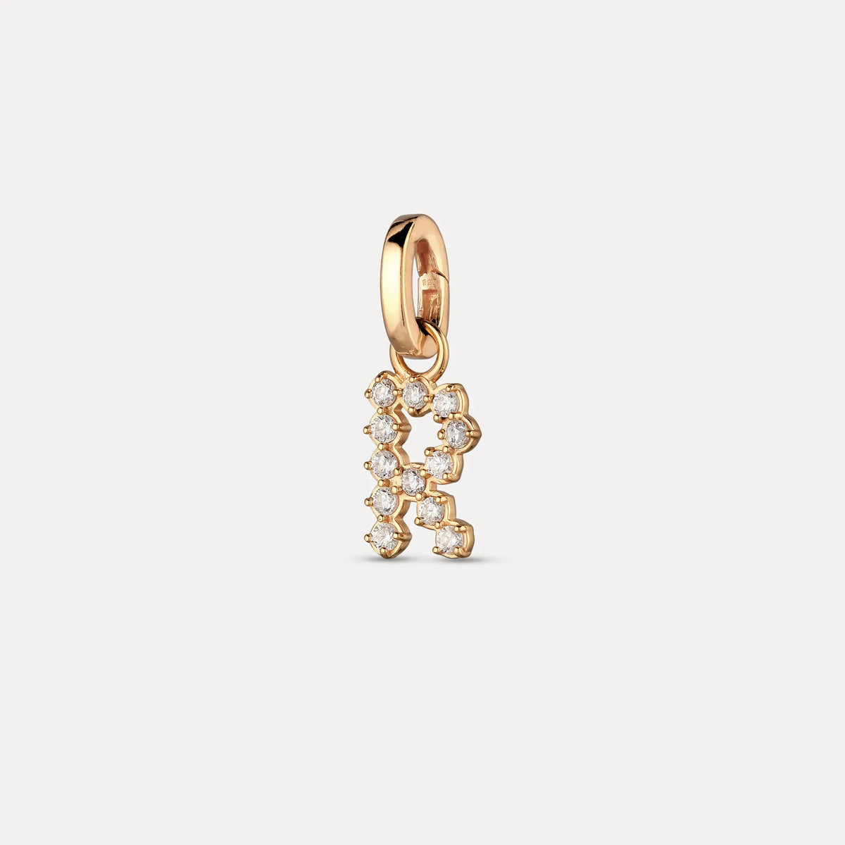 Zirconia Letter Pendant - R in 24k Gold Vermeil