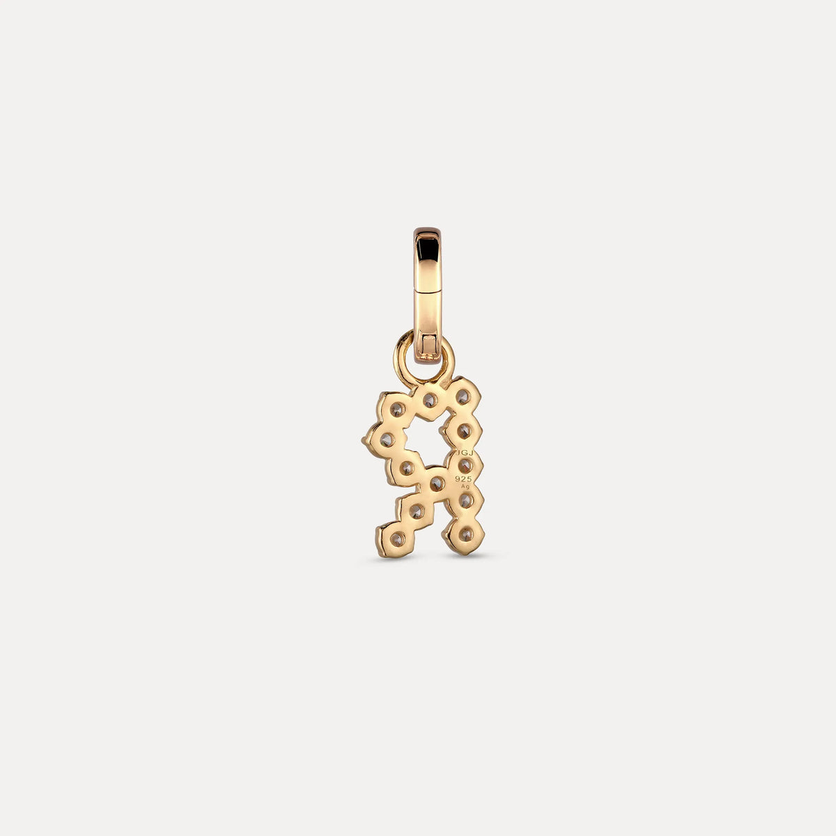 Zirconia Letter Pendant - R in 24k Gold Vermeil