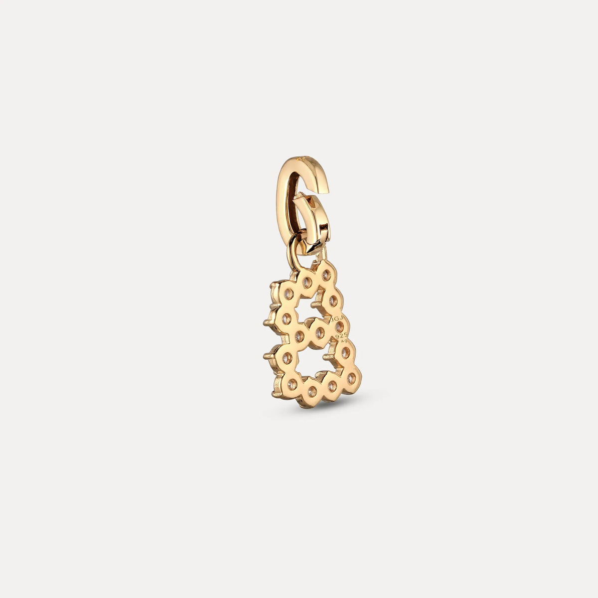Zirconia Letter Pendant - B in 24k Gold Vermeil