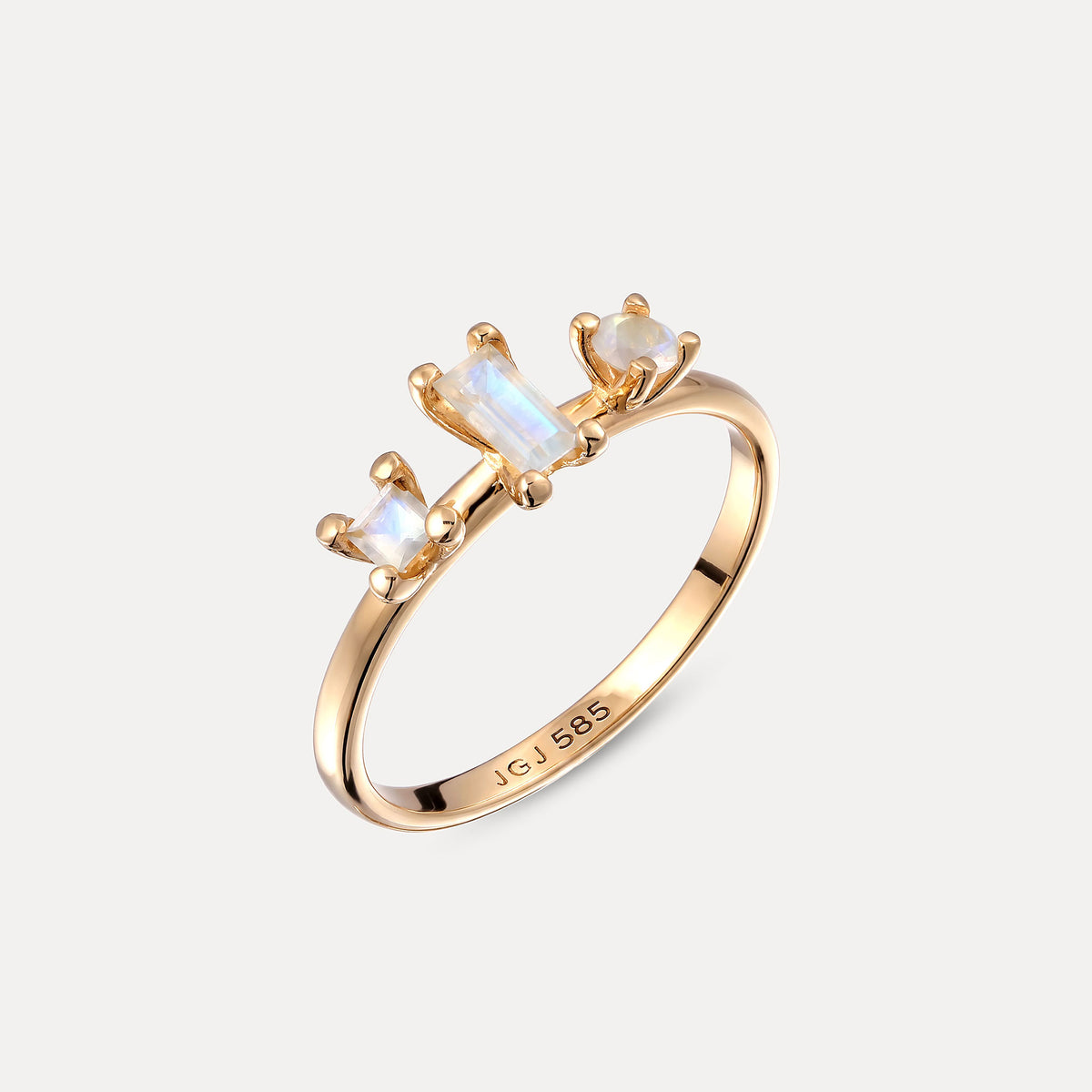 Trinity Weißer Mondstein Ring | 585 Gold