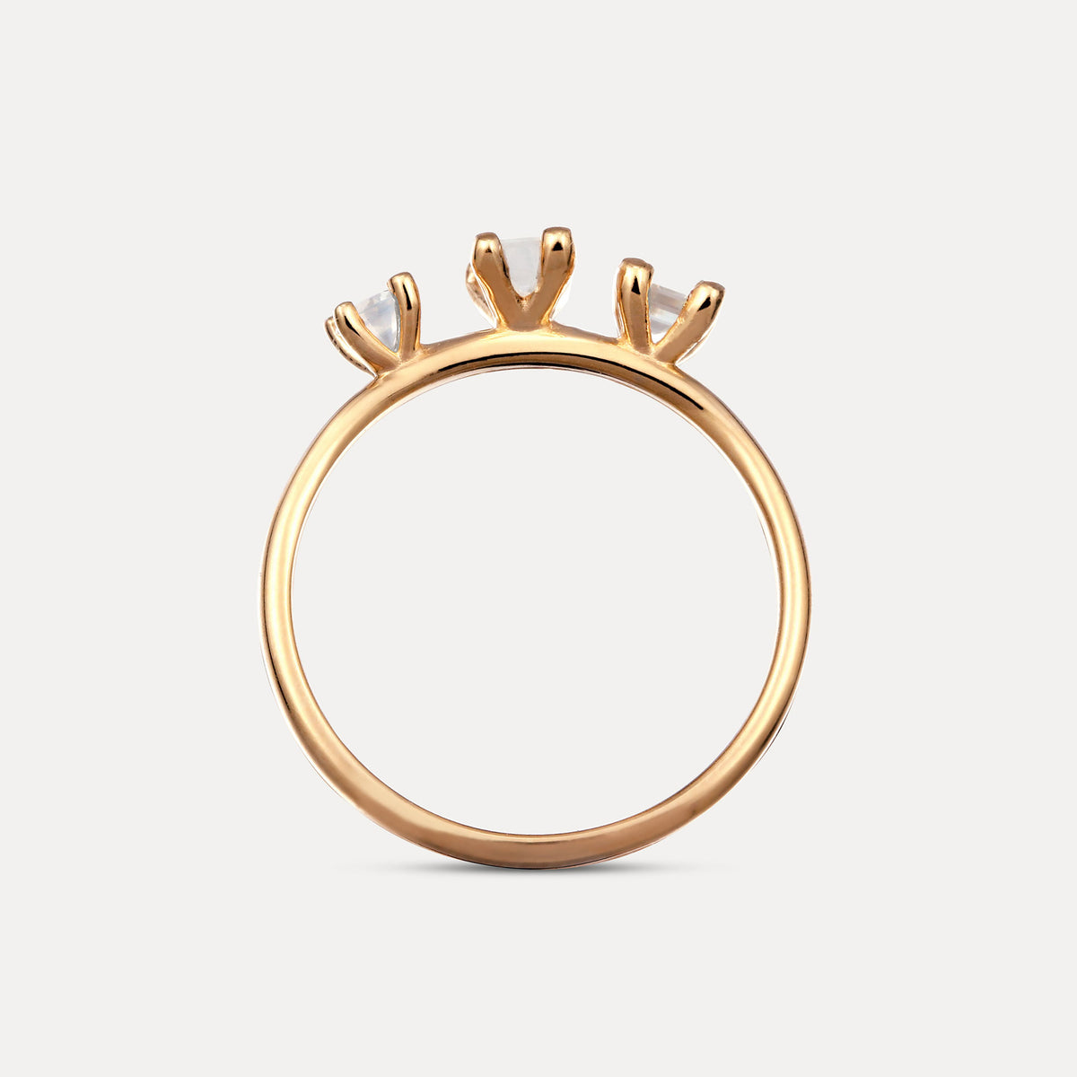 Trinity Weißer Mondstein Ring | 585 Gold