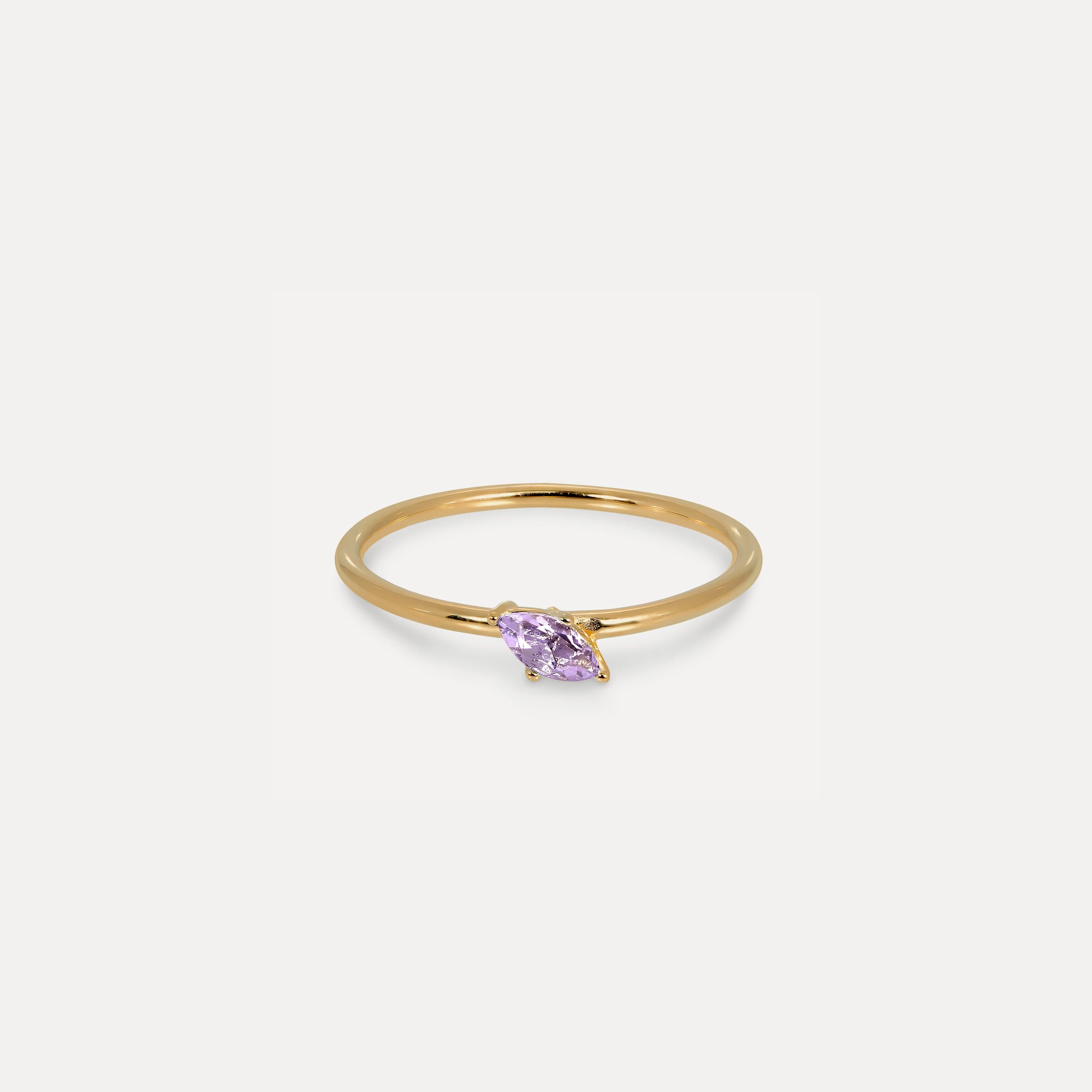 Amethyst Navette Solitär Ring