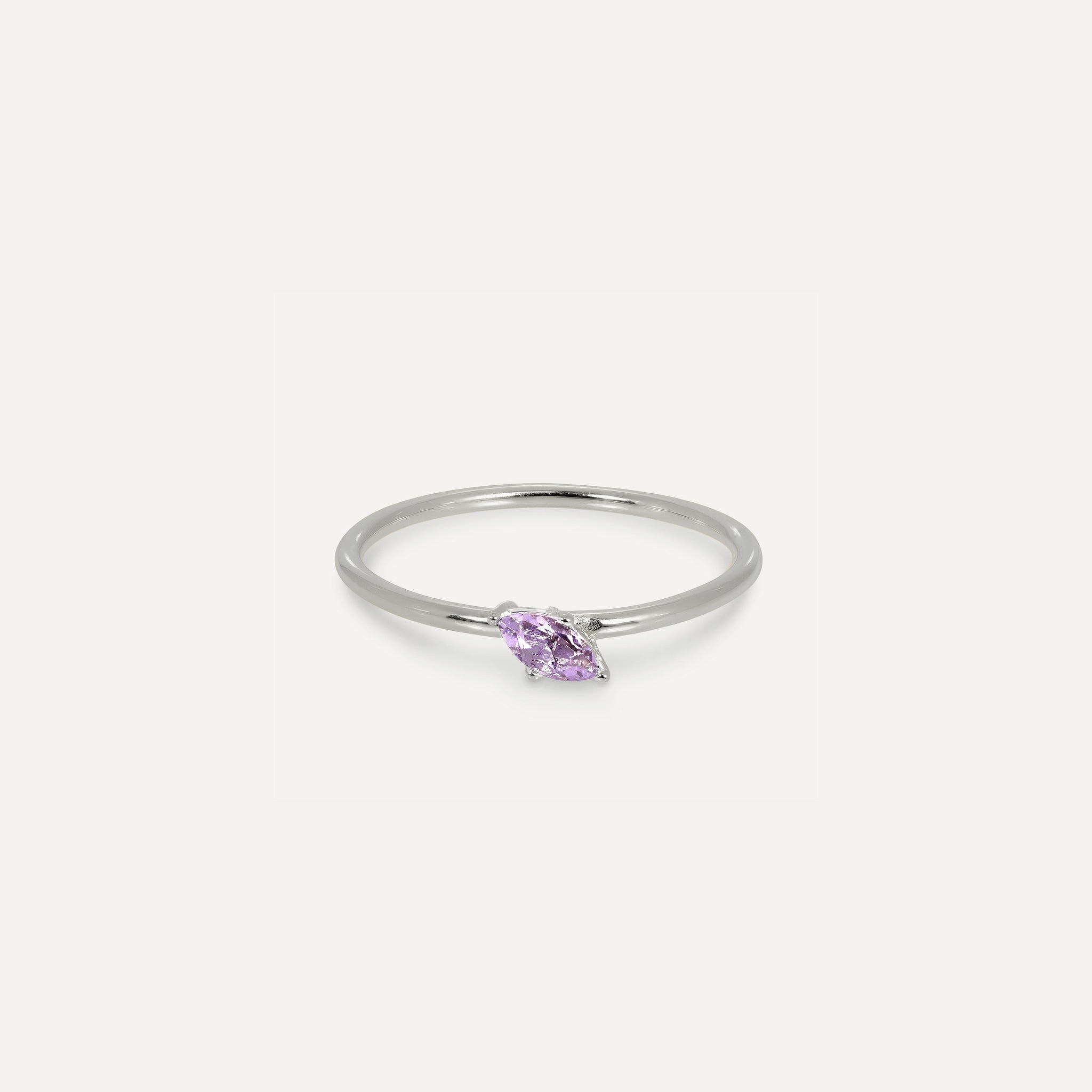 Amethyst Navette Solitär Ring