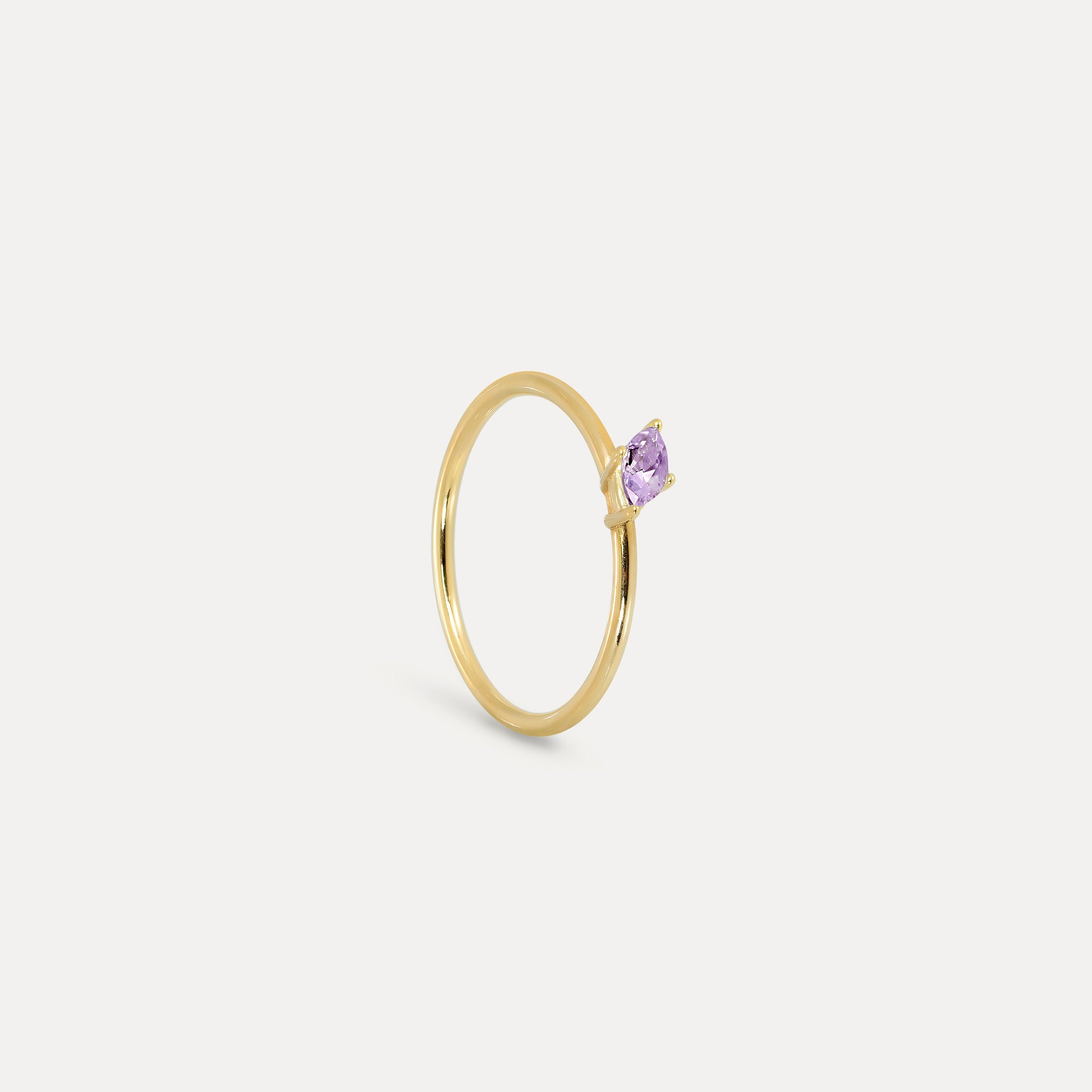 Amethyst Navette Solitär Ring | 585 Gold