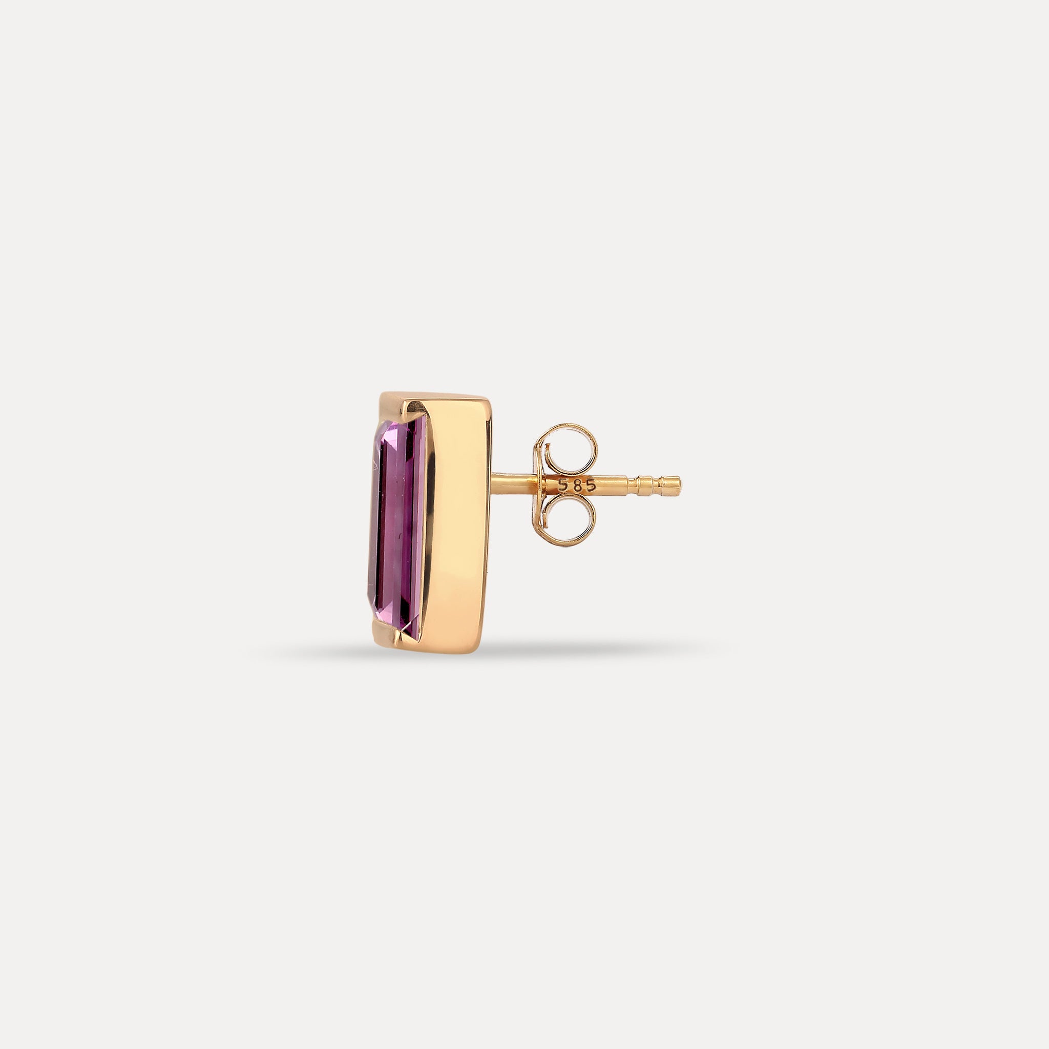 Amethyst Balance Baguette Ohrstecker Ohrringe - Single | 585 Gold