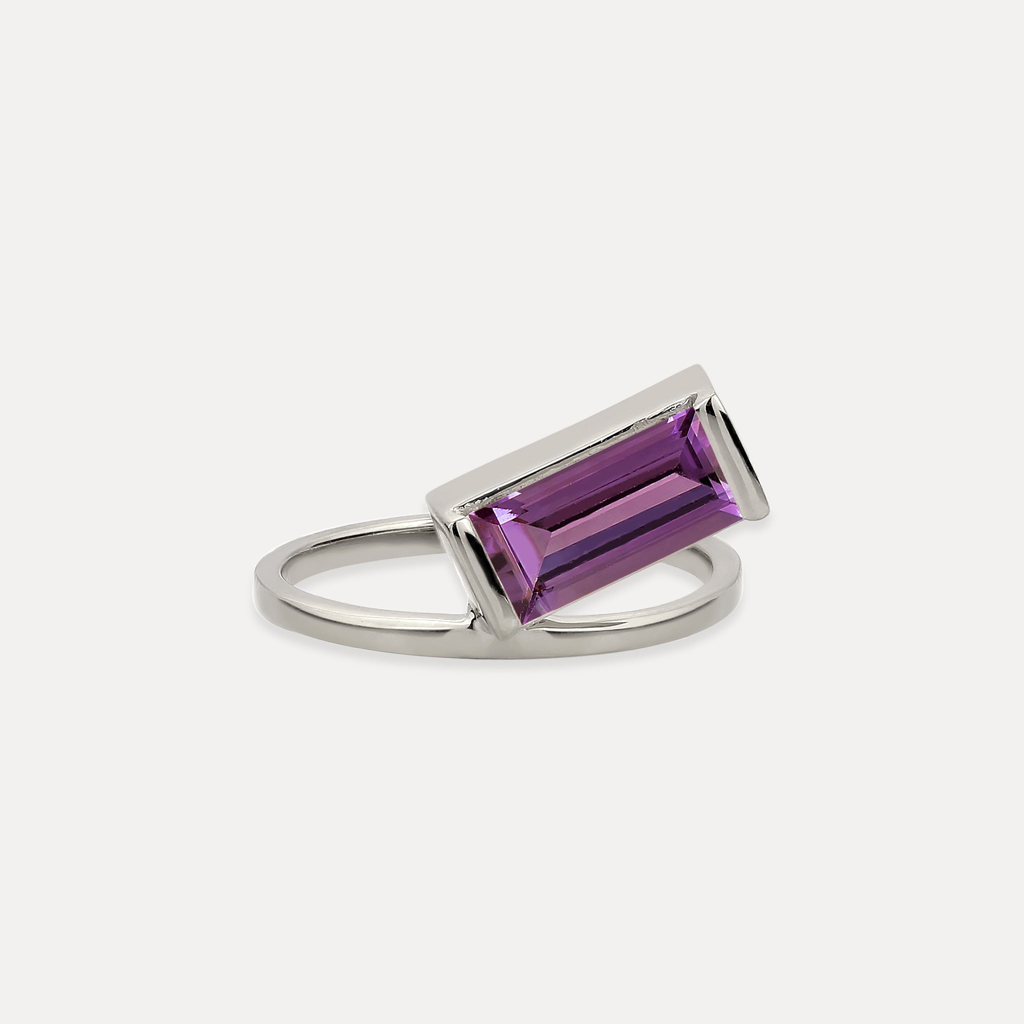 Amethyst Balance Baguette Ring
