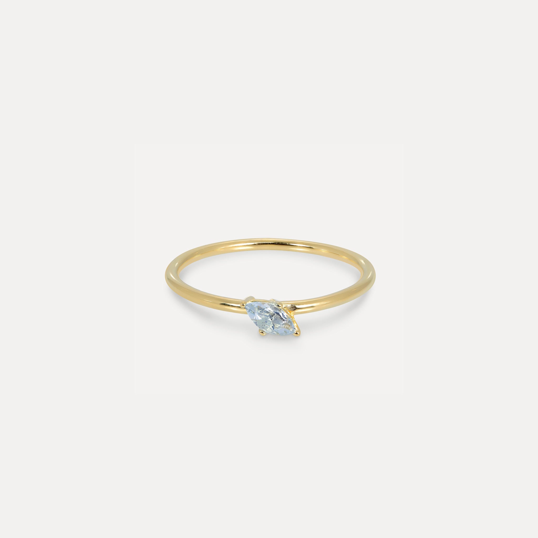 Aquamarin Navette Solitär Ring | 585 Gold