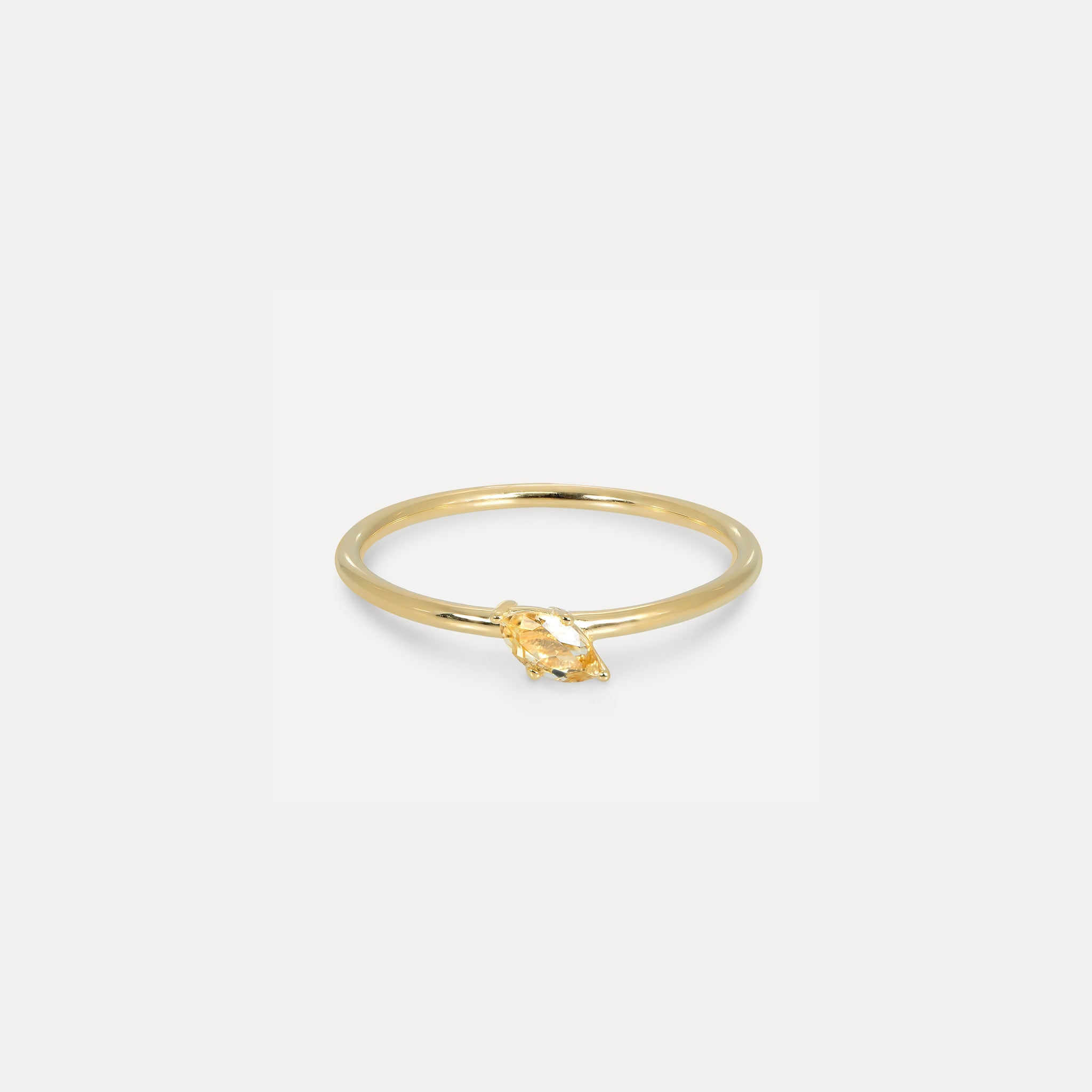 Citrin Navette Solitär Ring | 585 Gold