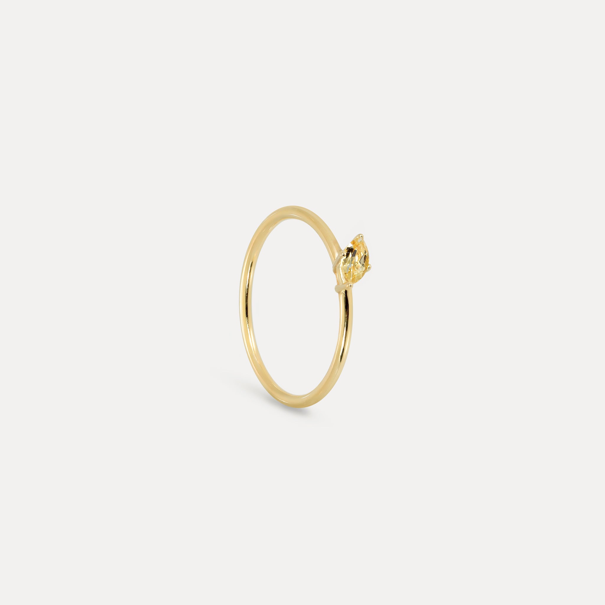 Citrin Navette Solitär Ring | 585 Gold