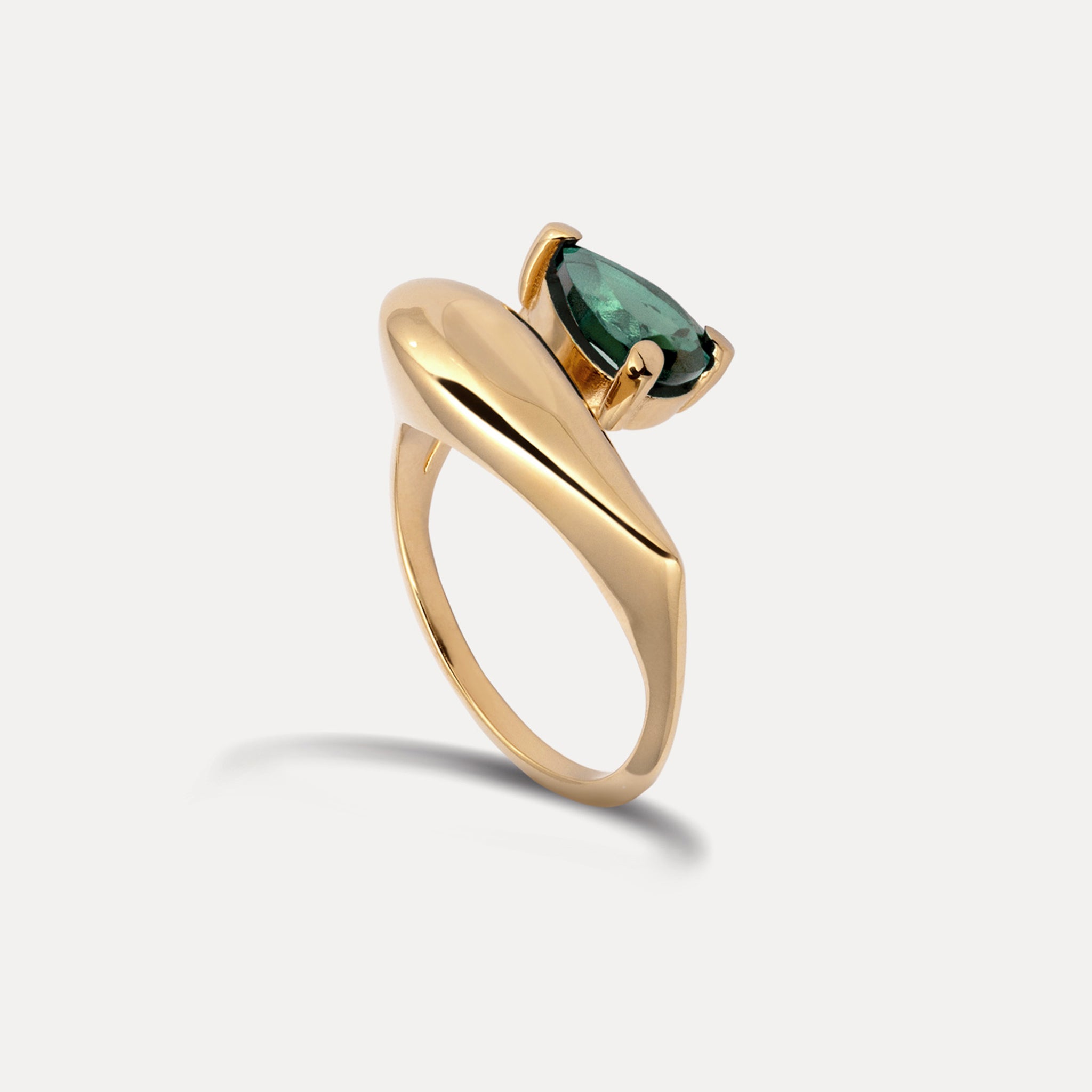 Grüner Quarz Drop Double Ring | 585 Gold