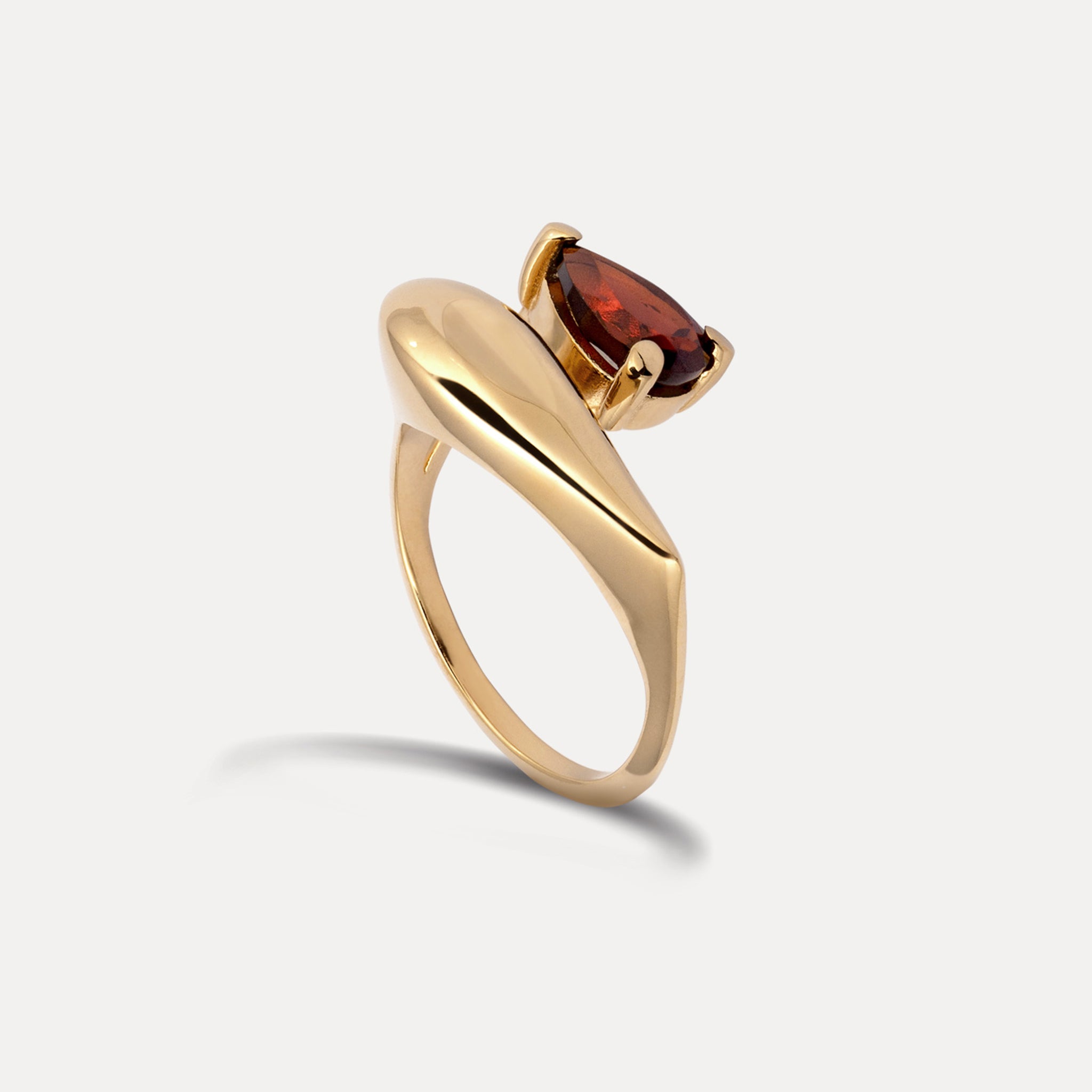 Roter Granat Drop Double Ring | 585 Gold