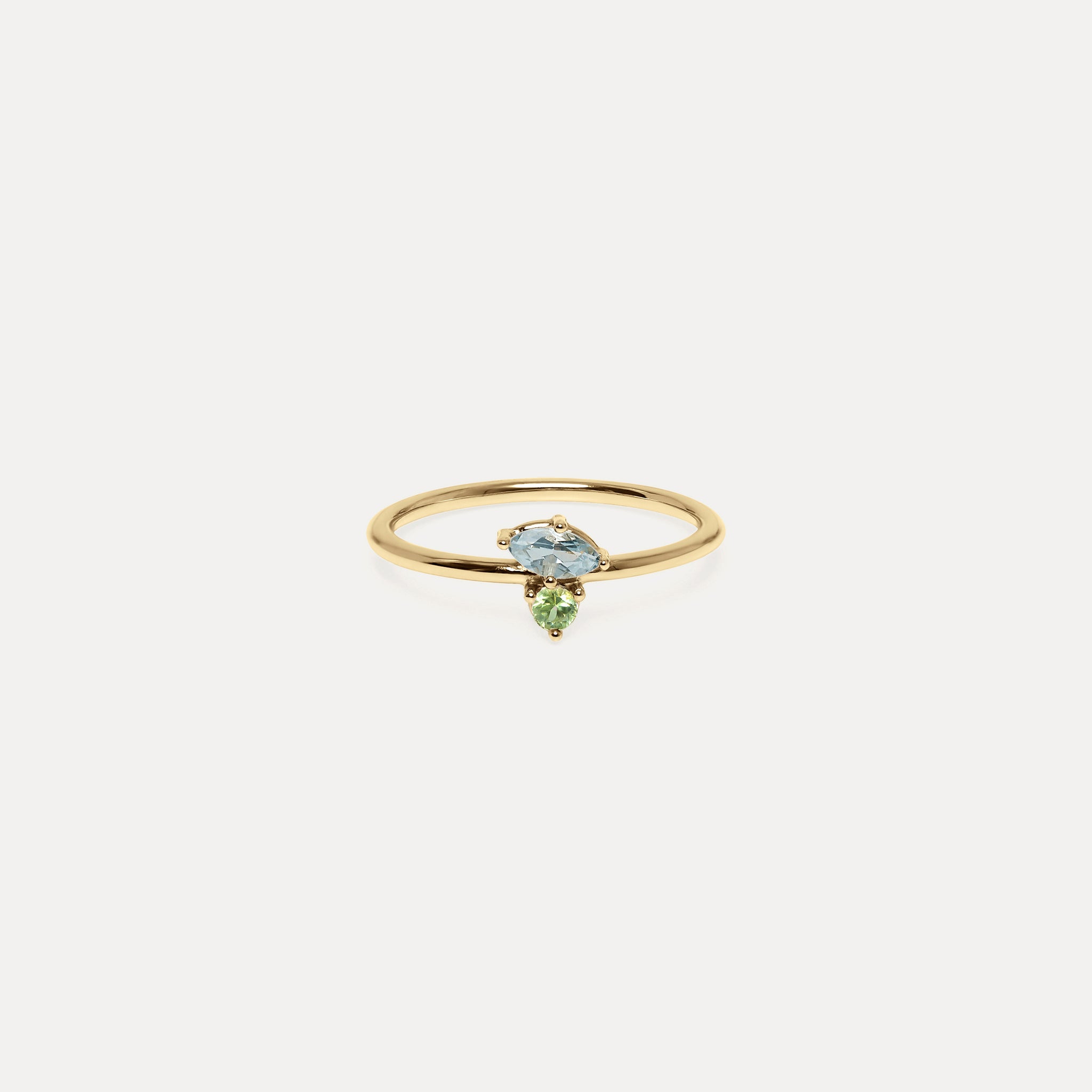 Aquamarin & Grüner Saphir Joy Solitär Ring | 585 Gold