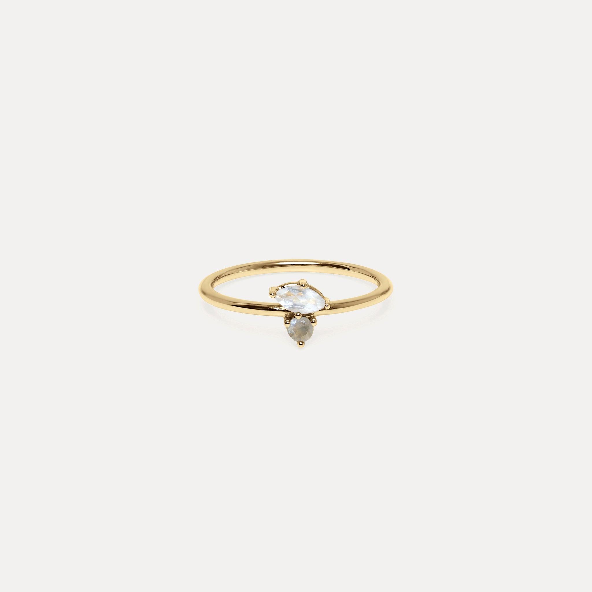 Mondstein & Grauer Mondstein Joy Solitär Ring | 585 Gold