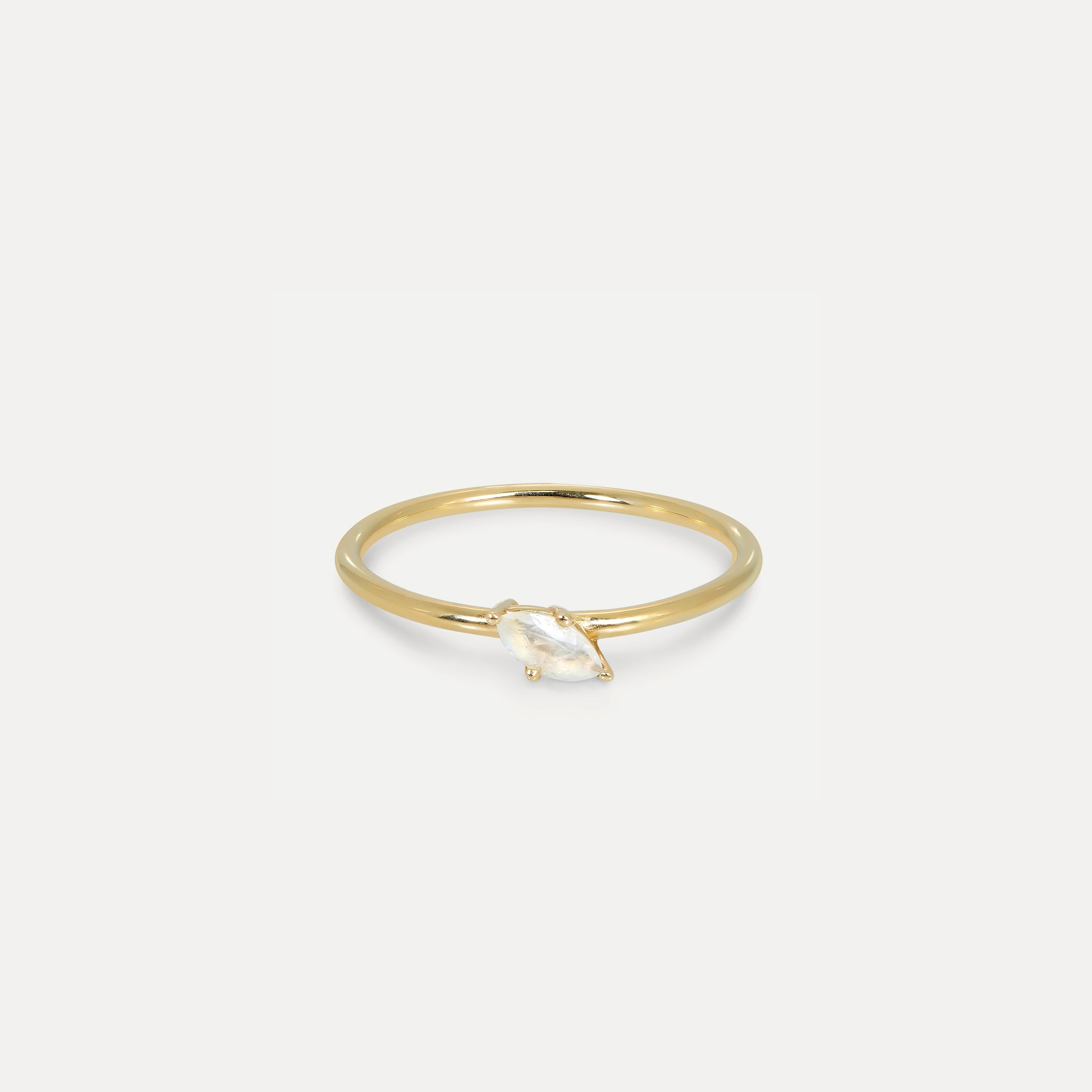 Mondstein Navette Solitär Ring | 585 Gold